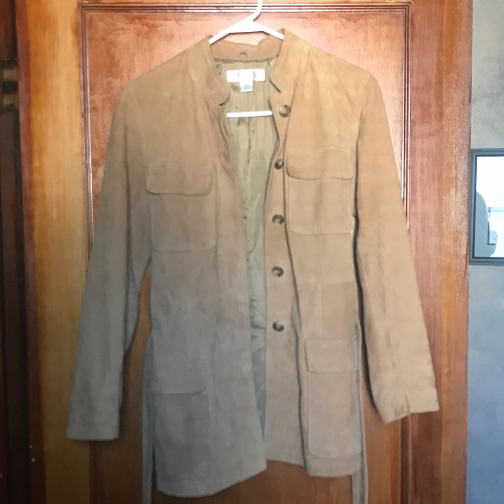 Petite Sophisticate Suede Tie Waist Coat